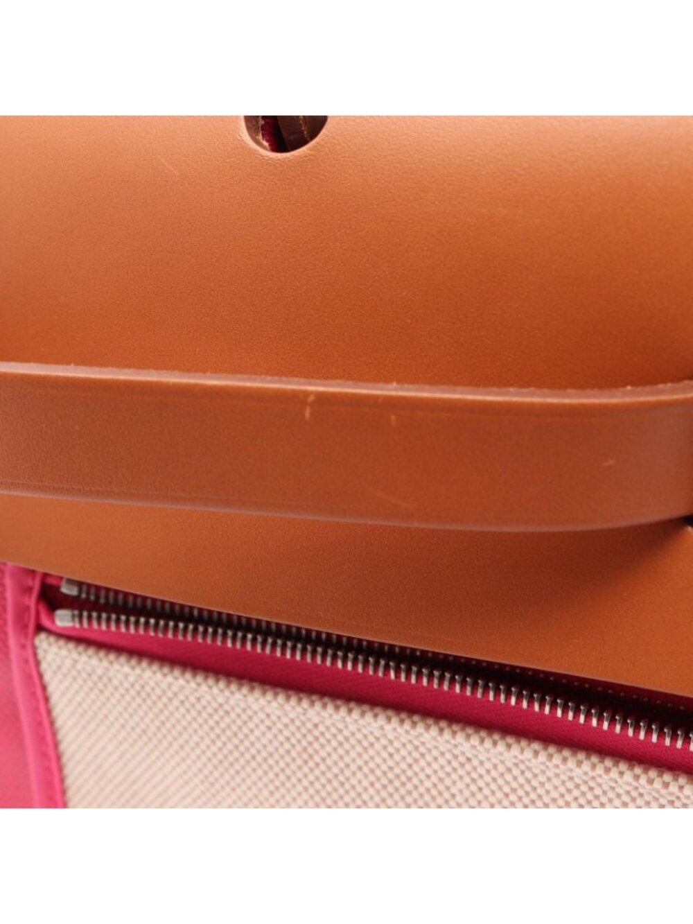 Hermes Handbag Herbag Zip PM 2-Way Pink Fauve Canvas Leather PM - Picture 6 of 10